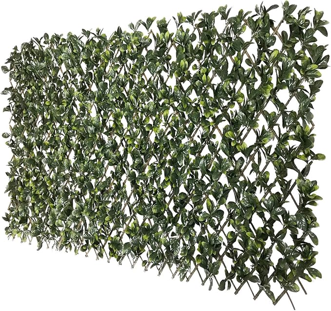 Artificial Ivy Expandable Trellis Fence – 1x2 Meter Stretchable Privacy Screen with Single-Sided Leaves for Garden, Yard & Outdoor Decor