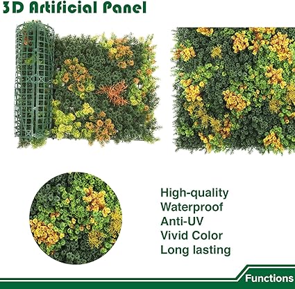Artificial Grass Wall Panels – 100x100cm Faux Boxwood Greenery Backdrop | Decorative Hedge Panels for Outdoor Privacy Fence, Garden & Wedding Decor