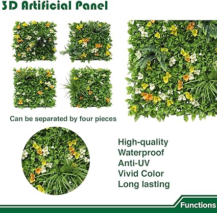 Artificial Grass Wall Panels – 100x100cm Faux Boxwood Greenery Backdrop | Decorative Hedge Panels for Outdoor Privacy Fence, Garden & Wedding Decor