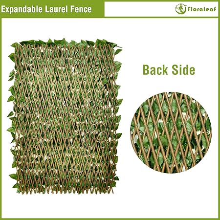 Artificial Ivy Expandable Trellis Fence – 1x2 Meter Stretchable Privacy Screen with Single-Sided Leaves for Garden, Yard & Outdoor Decor