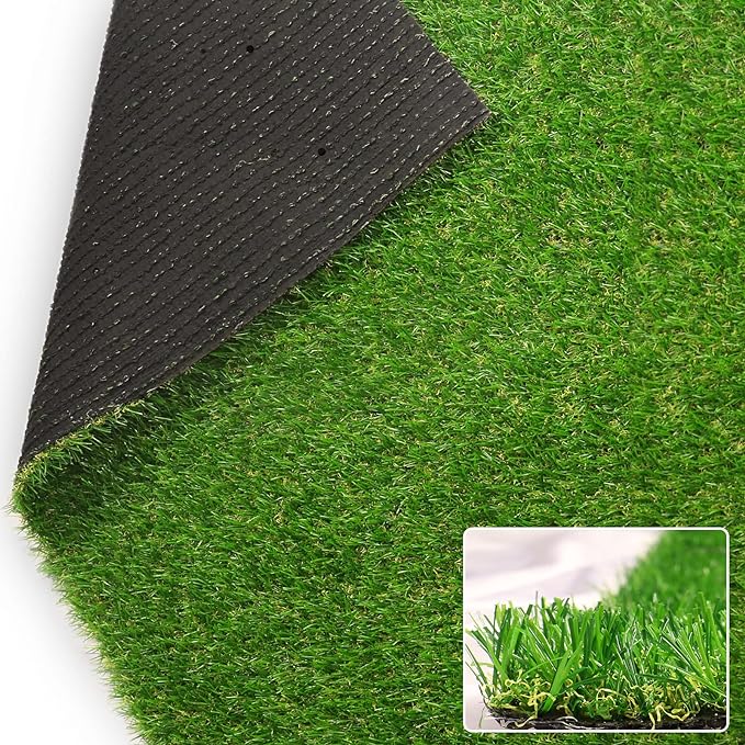"Artificial grass mat roll with 25mm pile height in natural green for indoor and outdoor use in Bangalore"
