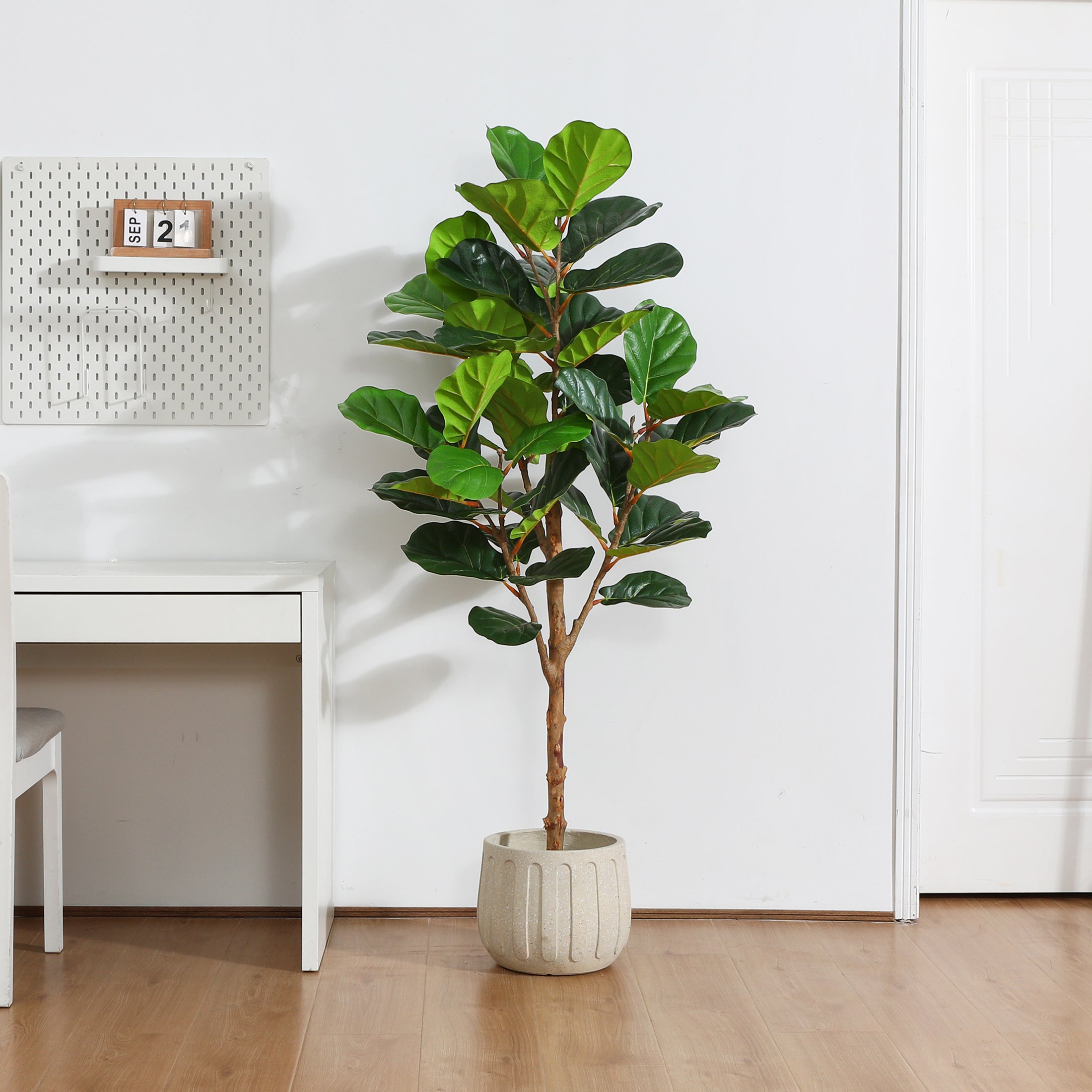 Realistic Artificial Fiddle Leaf Fig with lush greenery for indoor spaces