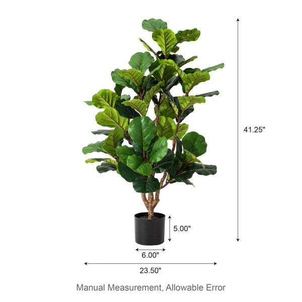 Artificial fiddle leaf fig tree standing at 4ft, perfect for modern interiors