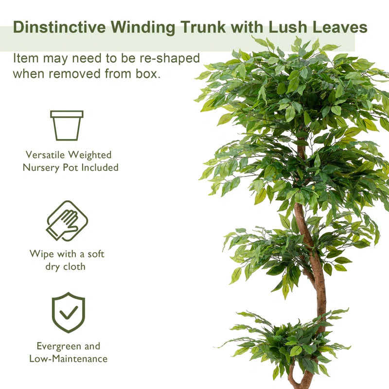 Decorative faux ficus tree for indoor use, adding a touch of nature to any space.