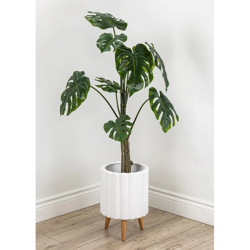 Close-up of Artificial Monstera Deliciosa showcasing soft-touch material