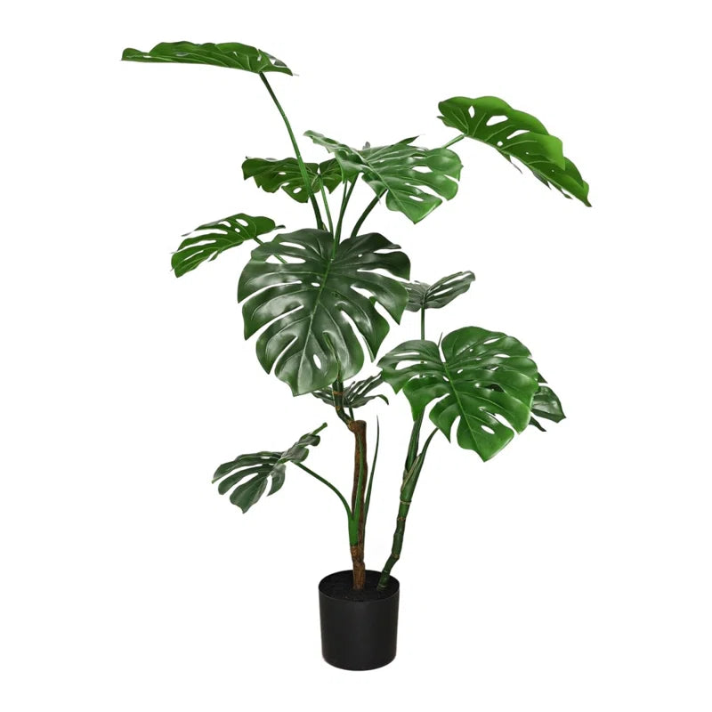 Soft-touch artificial Monstera plant with detailed, natural-looking leaves