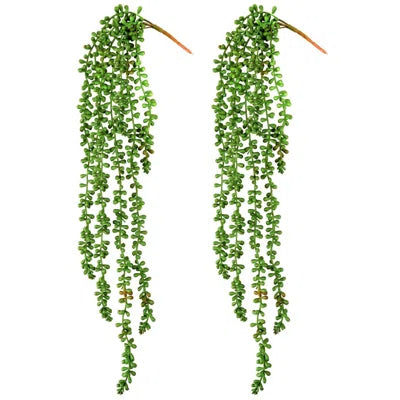 2.5 Ft Artificial String of Pearls Succulent (Set of 3) – Hanging Faux Greenery Vines for Shelf, Vase & Tabletop