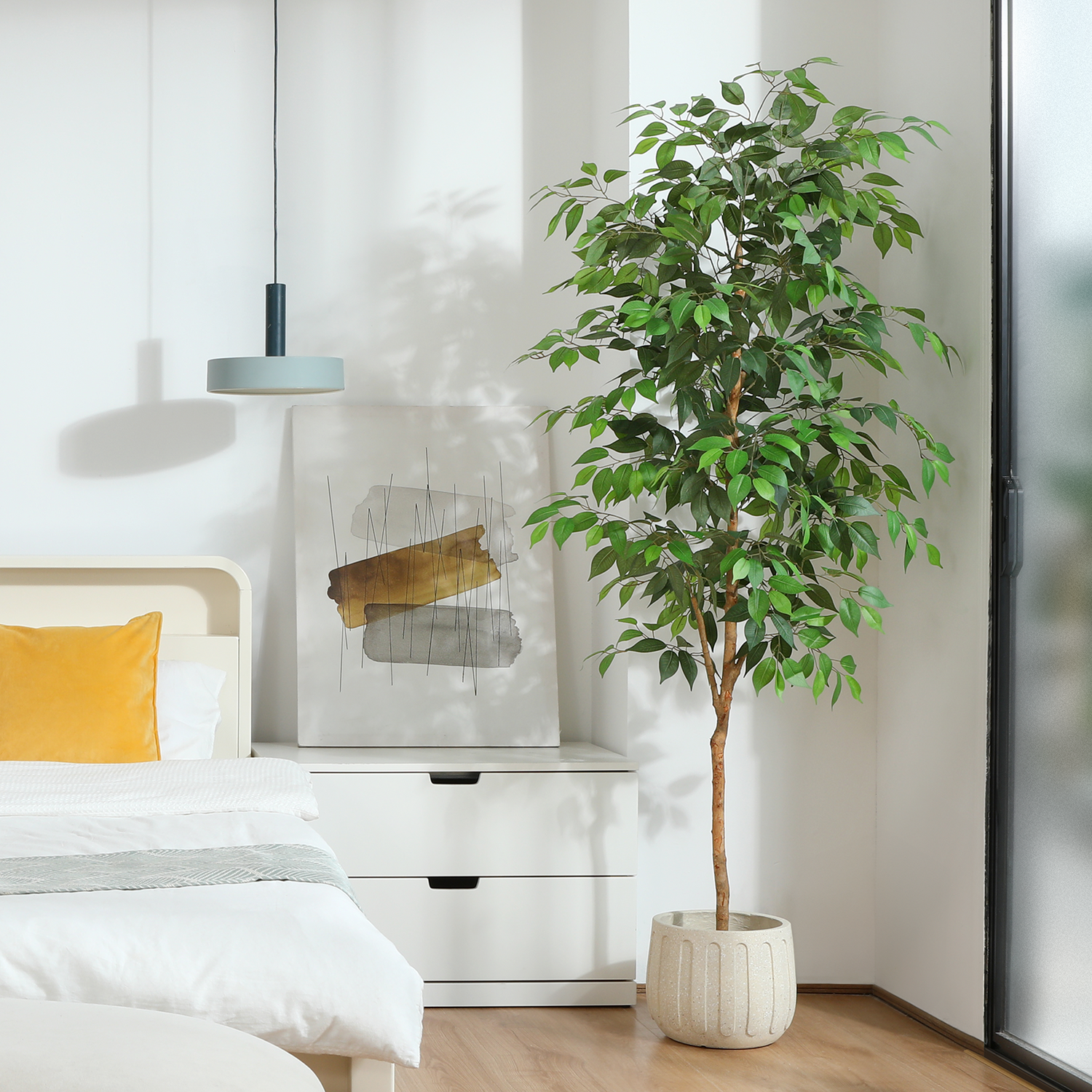 Realistic artificial tree with lush green foliage, perfect for indoor use
