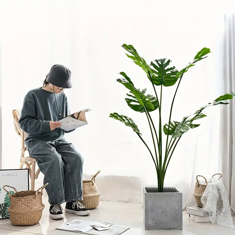 High-Quality Artificial Monstera Plant with Vibrant Green Leaves