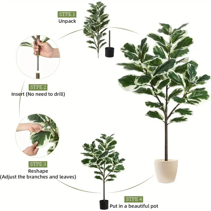 Maintenance-Free 4ft Faux Ficus Lyrata Plant with Vibrant Foliage