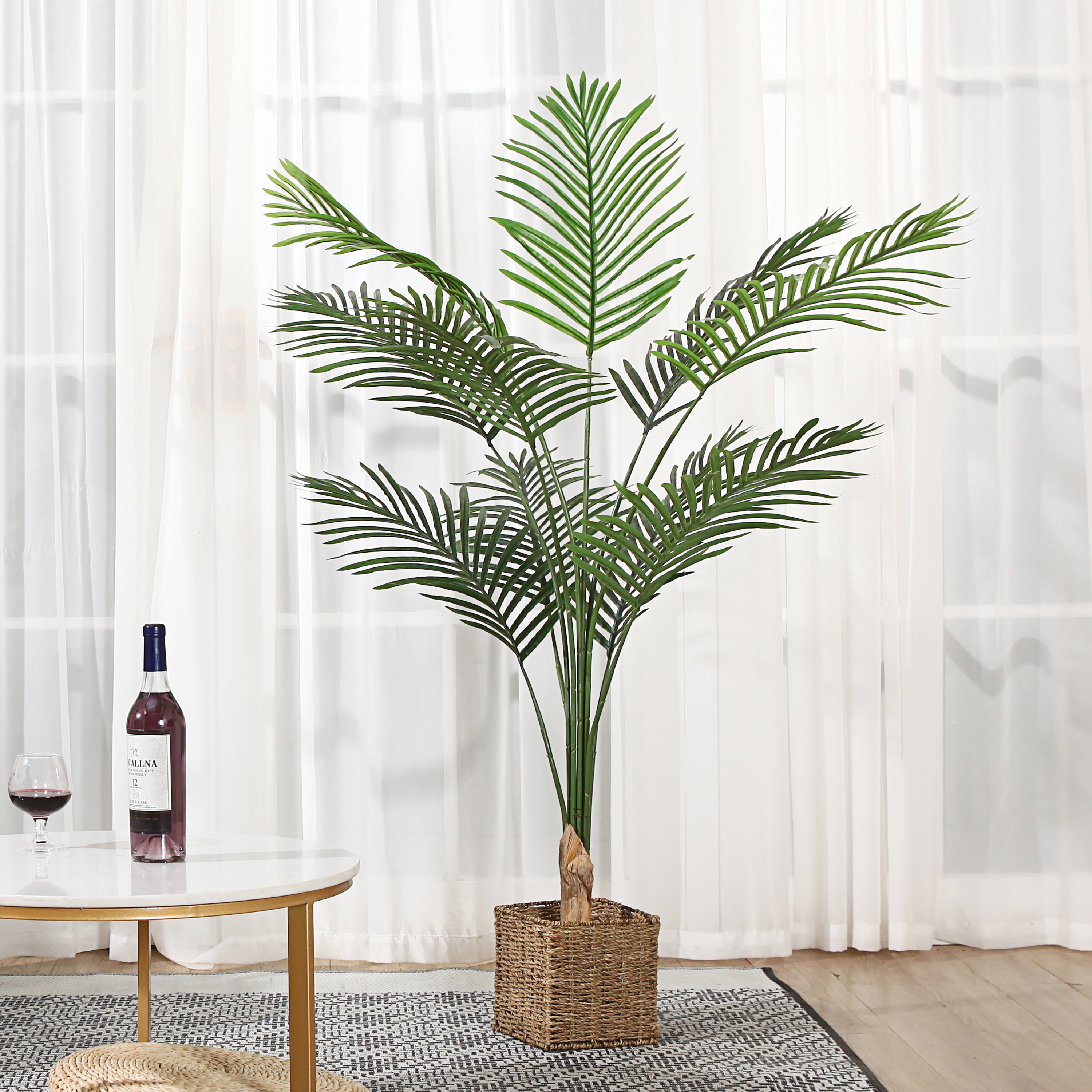 Real-Touch Faux Palm Tree – High-Quality Fabric Leaves for Home Decor