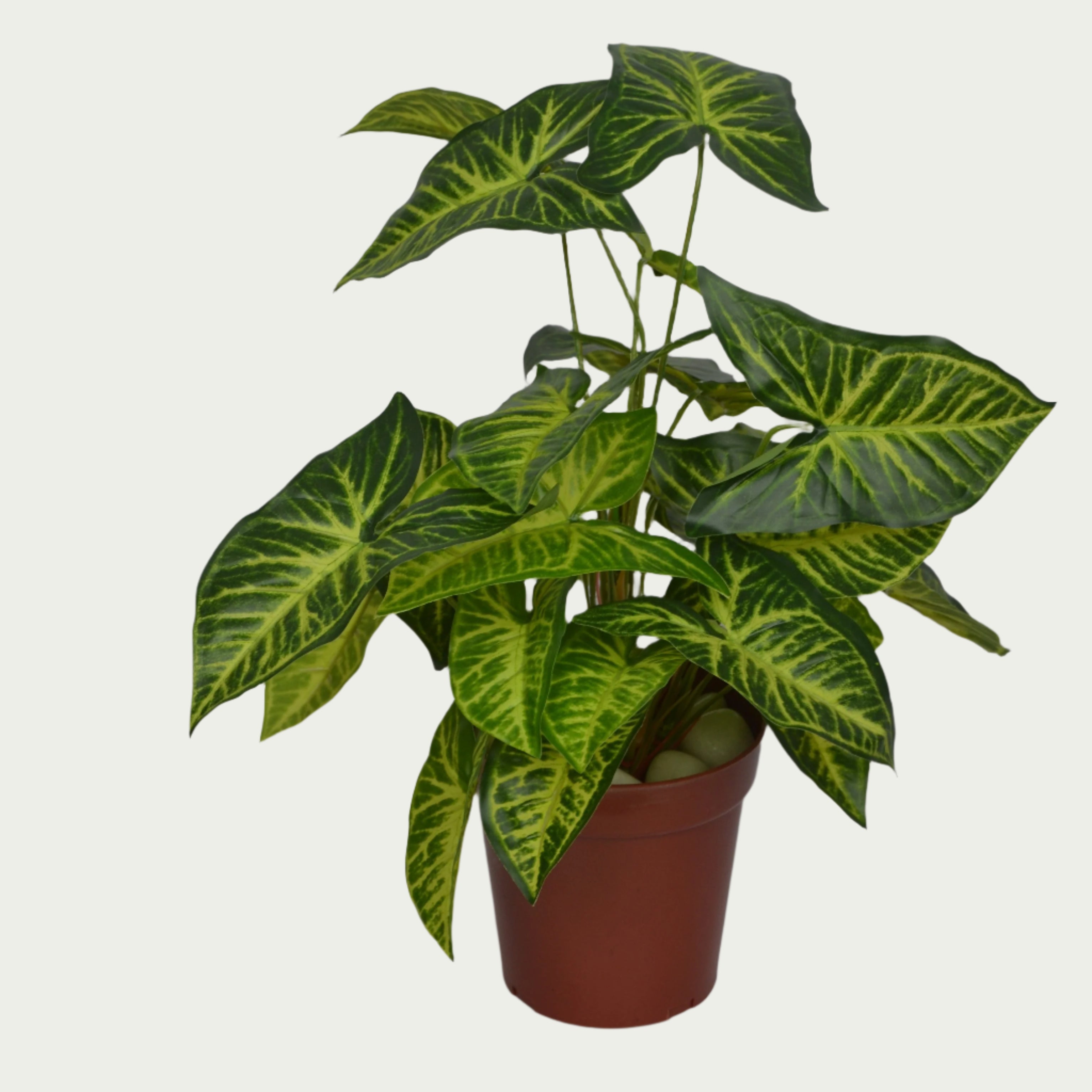 2 Ft Artificial Caladium Yellow Bush – Faux Green Plant close-up highlighting realistic details