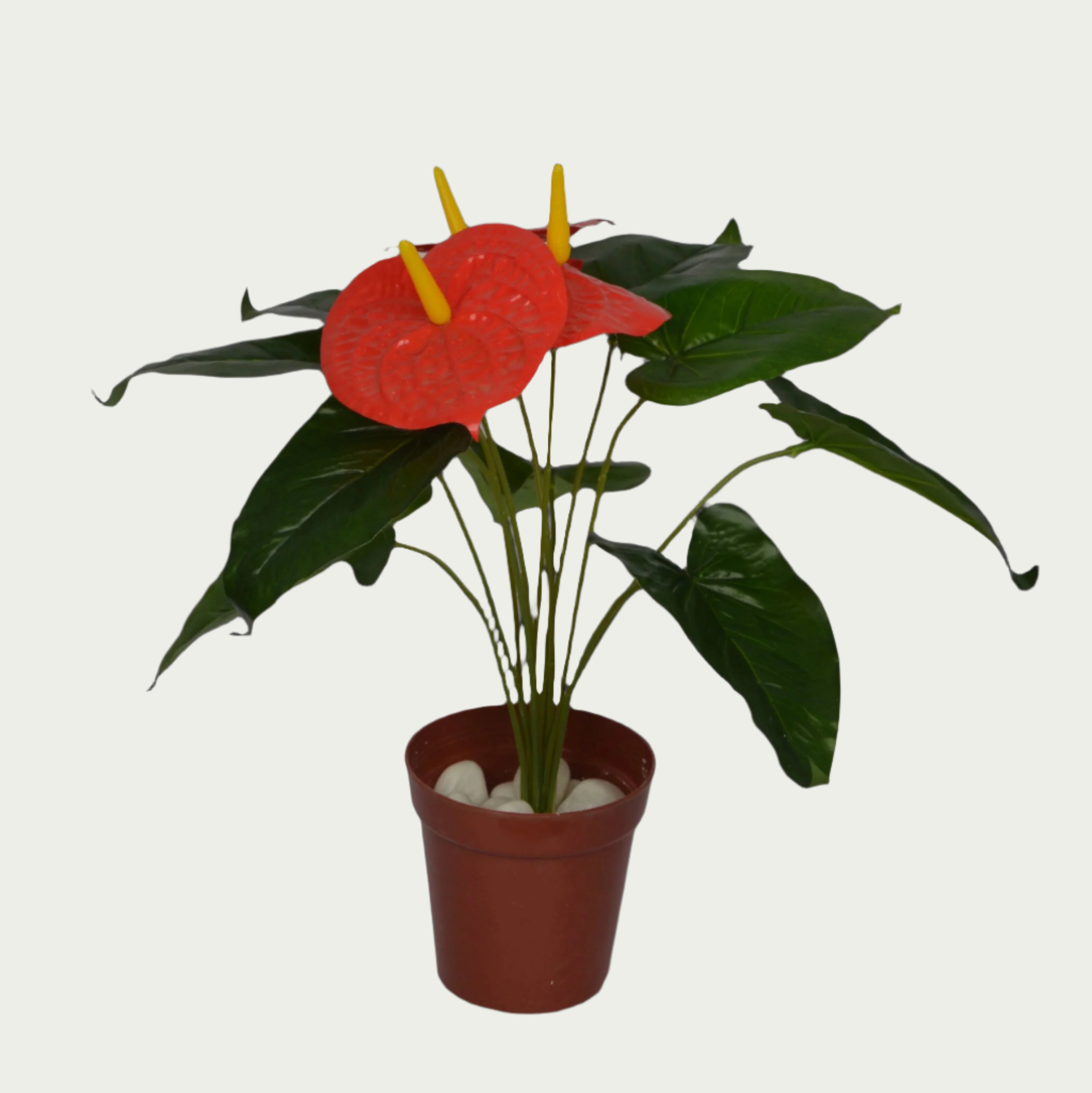 Zoomed-in look at the 1 Ft Anthurium Bush Evergreen Artificial Botanical – Vibrant Decorative Plant for Home or Office – Shop Luxiplant, showcasing detailed craftsmanship.
