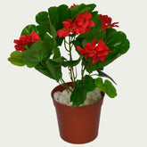 Close-up image of 1 Ft Red Geranium Bush Premium Decorative Green Bush – Realistic Touch for Modern Interiors – Shop Luxiplant – perfect for home decoration.