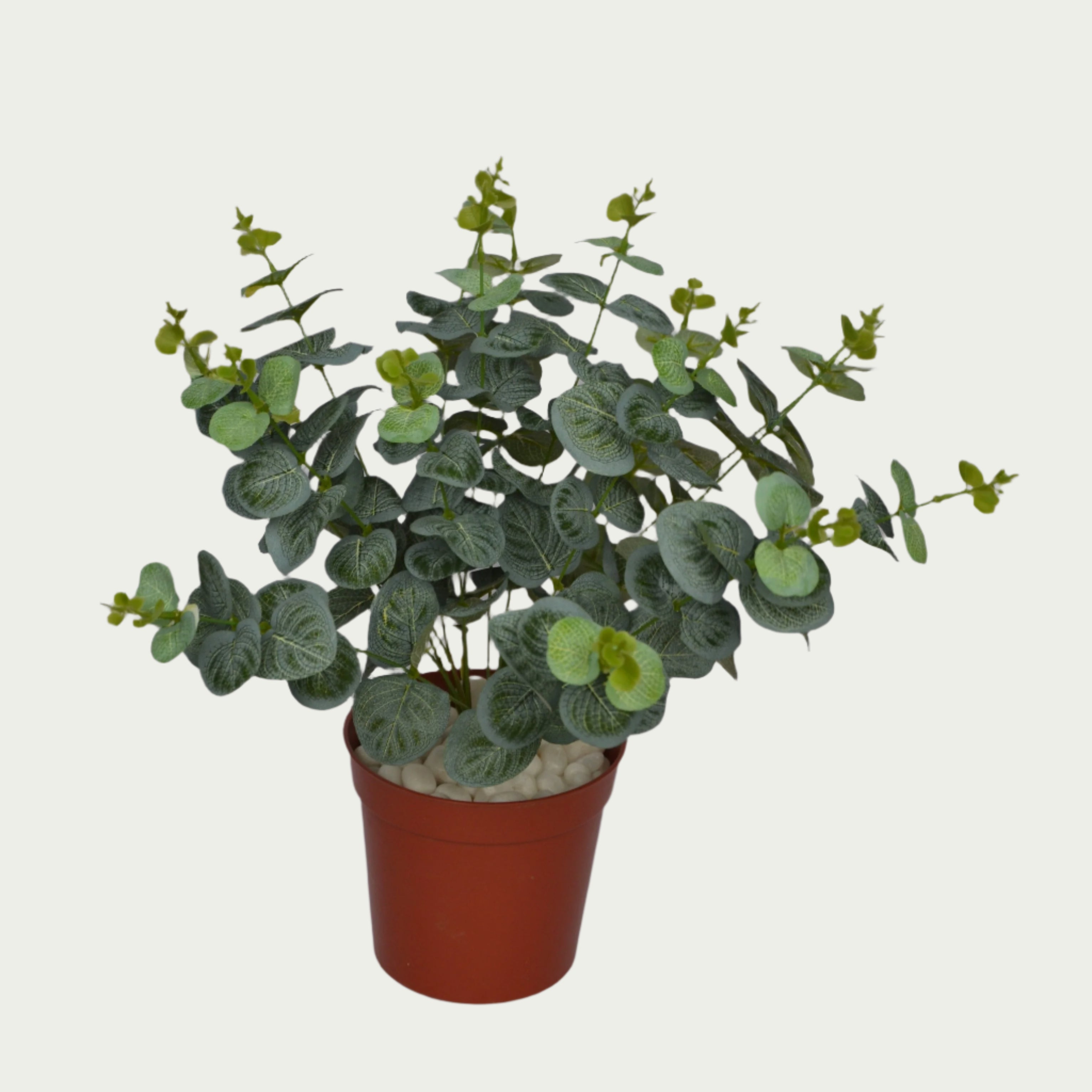 1 Ft Artificial Dry Carpinteria Bush – Faux Green Plant as part of a decorative indoor arrangement