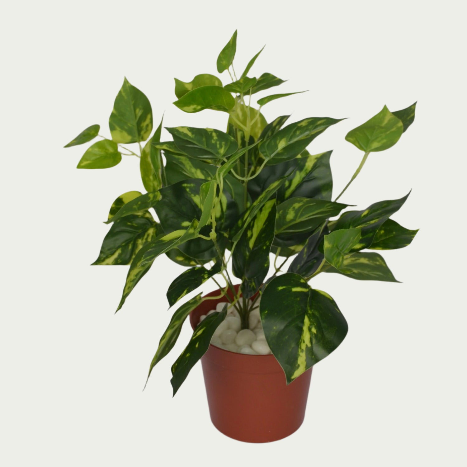 Decorative shot highlighting the unique design of 1 Ft Money Plant Bush Decorative Faux Leaf Arrangement – Elegant Faux Greenery for Any Setting – Shop Luxiplant.