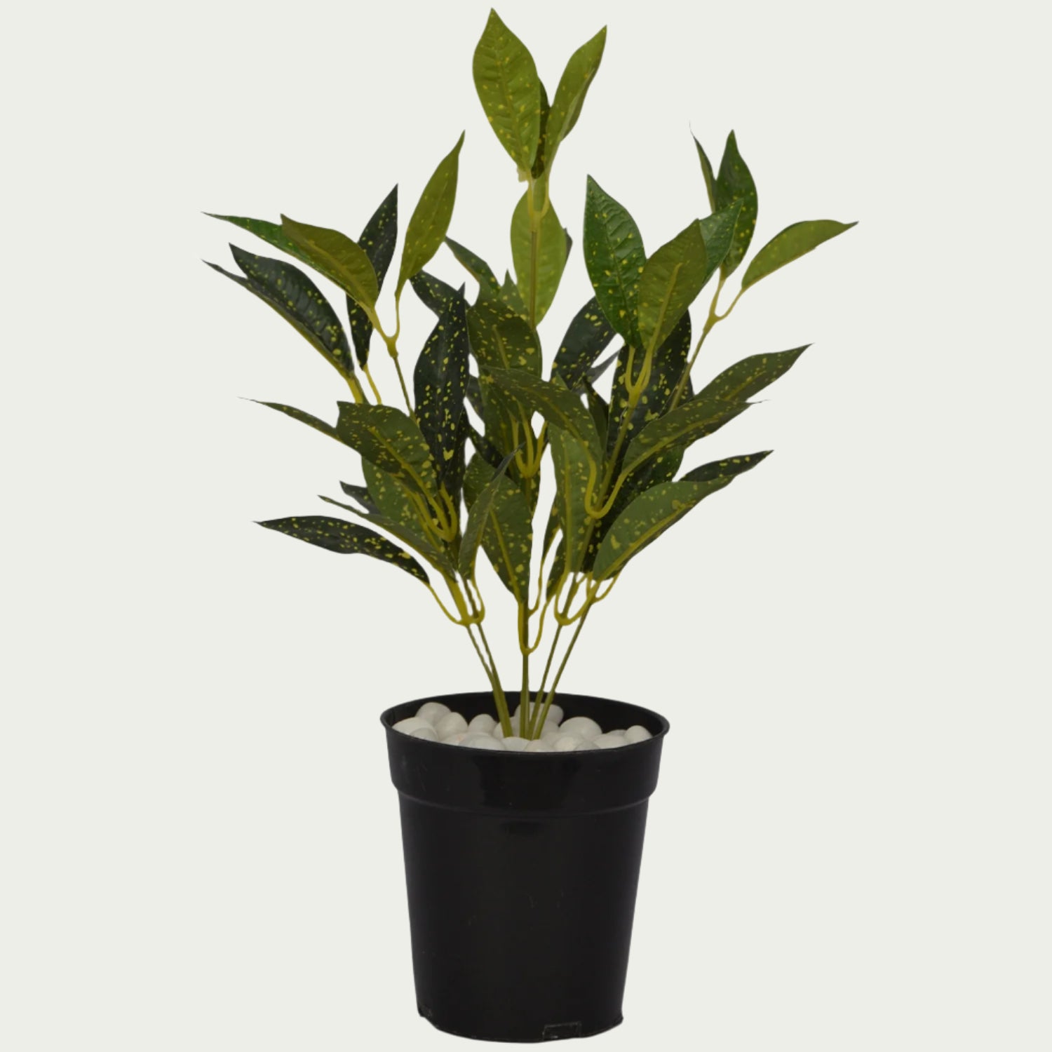 3 Ft Artificial Yellow Mini Croton Bush – Faux Green Plant close-up highlighting realistic details