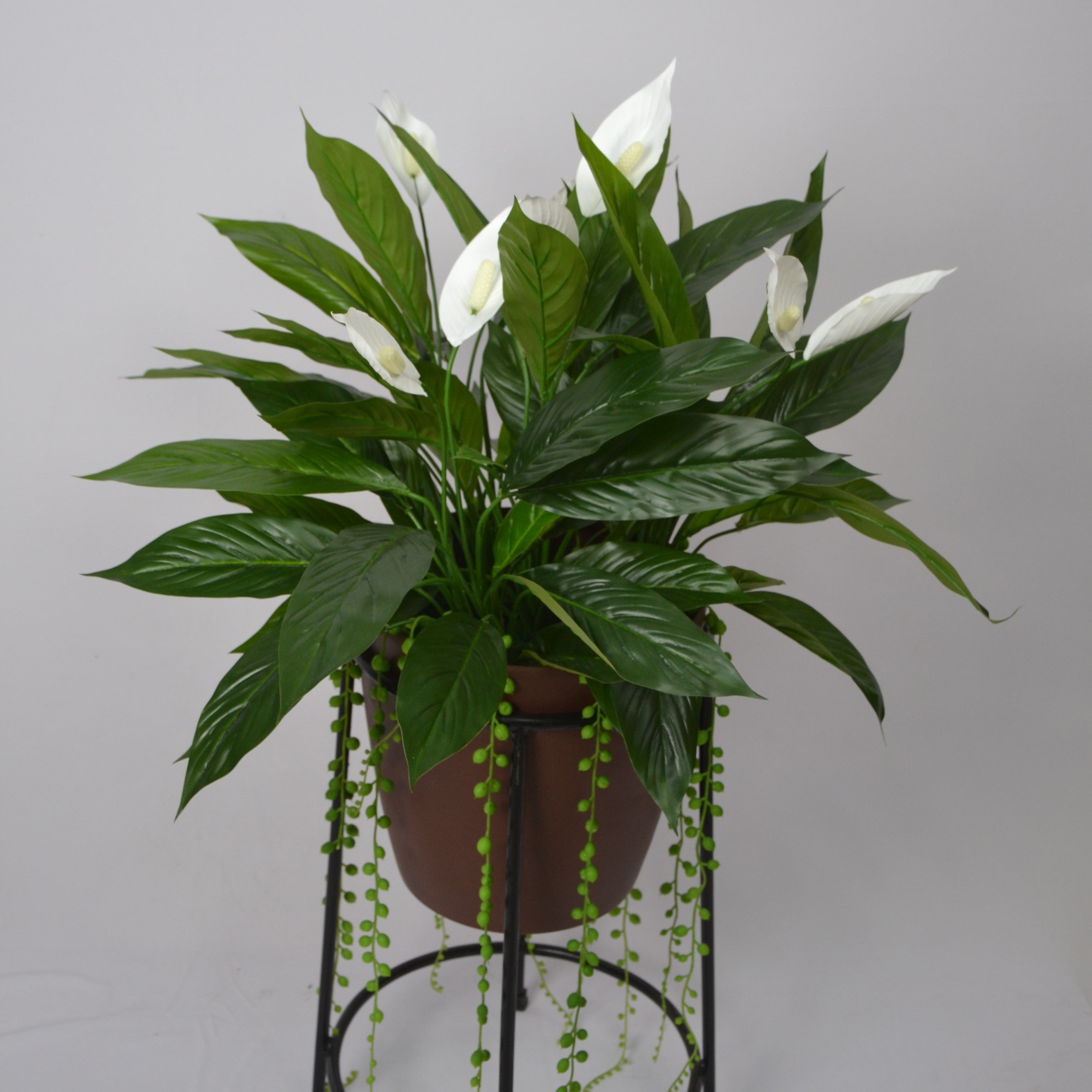 3 Ft Artificial Spathiphyllum Plant Arrangement – Realistic Peace Lily with White Blooms & Green Foliage (Pot Not Included) for Home & Office Décor
