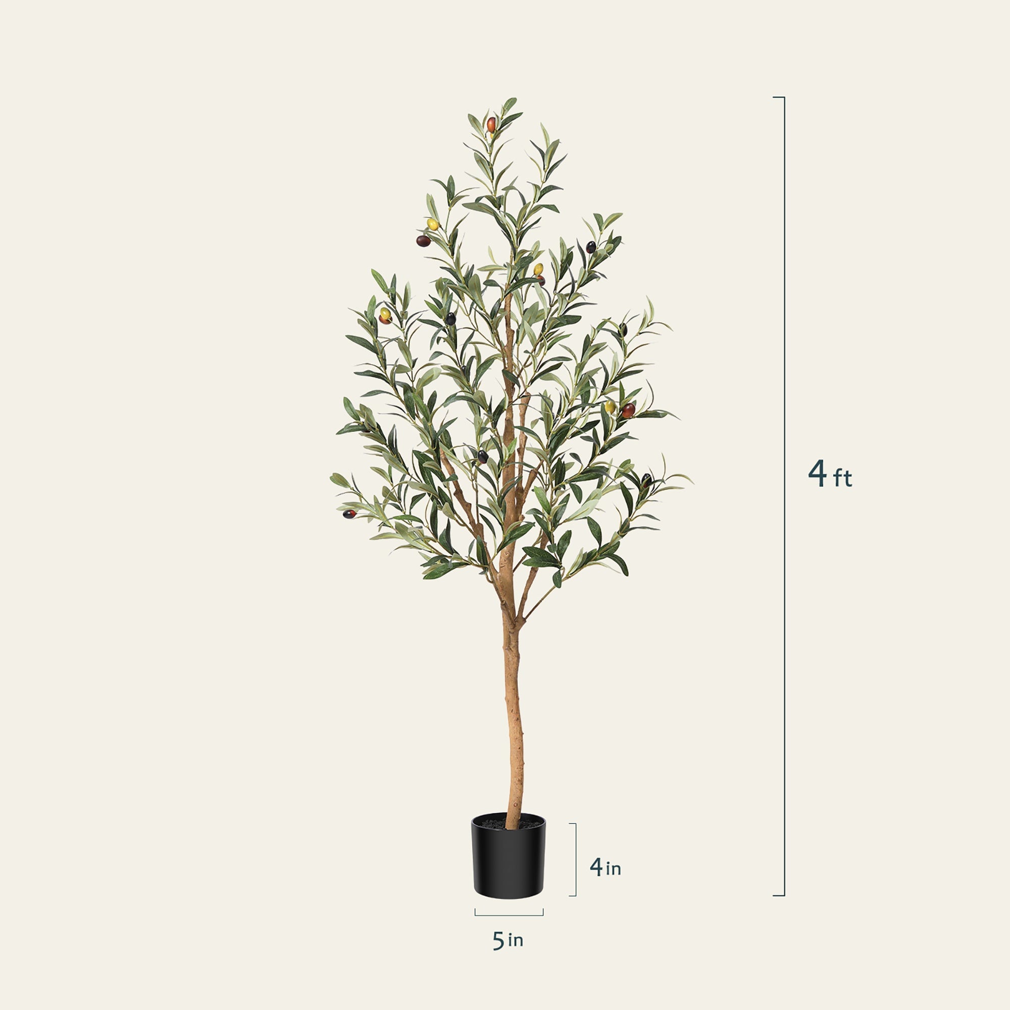 4 Ft Artificial Olive Tree Indoor-Lifelike Faux Olive Plant for Home & Office Decor 4ft Luxiplant