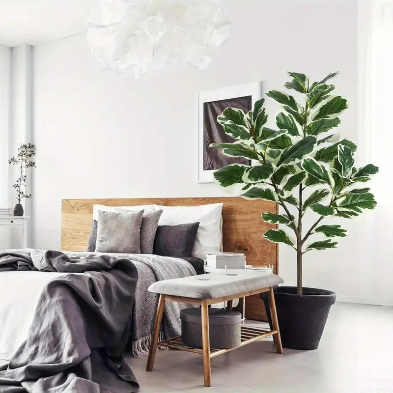 Tall Artificial Fiddle Leaf Fig Plant with Realistic Broad Leaves
