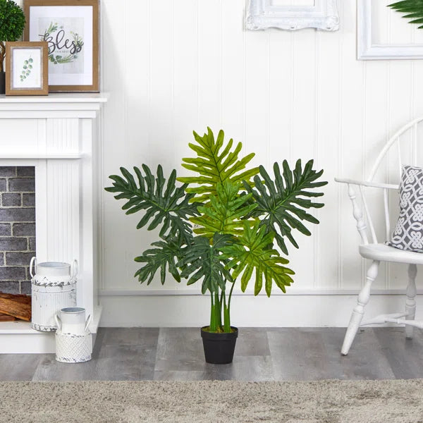 3ft Faux Philodendron Plant with realistic soft-touch leaves