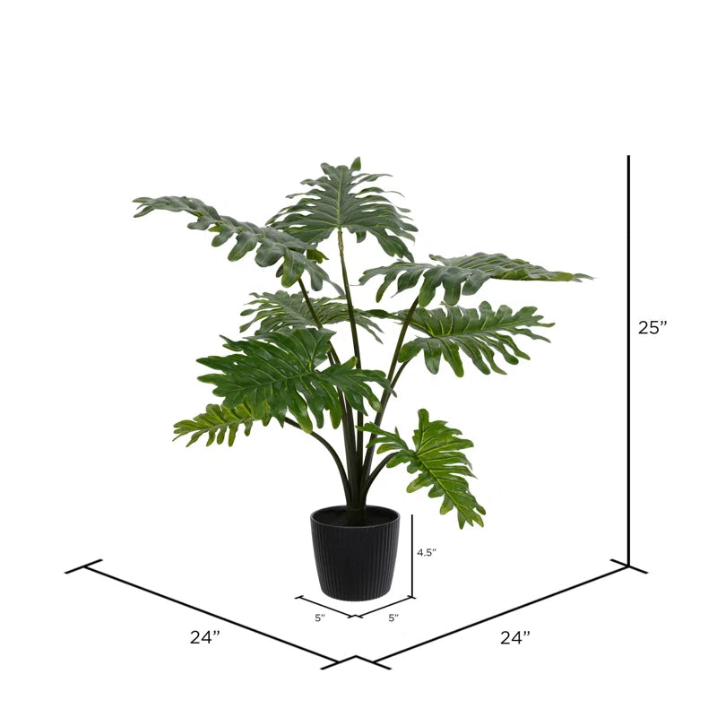 UV-Resistant & Waterproof Artificial Philodendron Plant – 2ft Tall