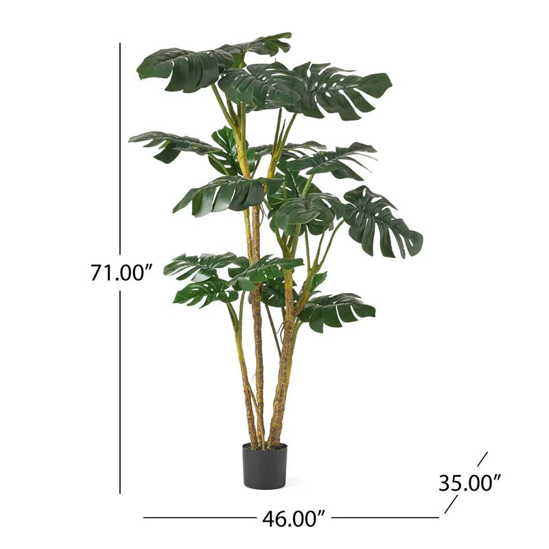 Tall artificial Monstera Tree in vibrant green