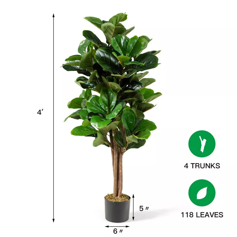 5 Ft Tangkula 4Ft Fiddle Leaf Fig Tree Artificial Greenery Plant Home Office Decoration – ideal for indoor botanical themes