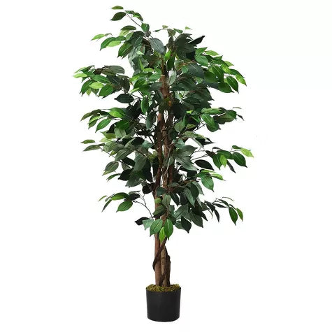 4 Ft Artificial Ficus Tree Fake Greenery Plant Home Office Decoration – adds a lush green touch to interiors