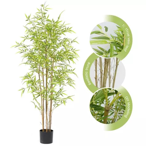 4 Ft Bamboo Tree Artificial , Artificial Bamboo Tree With Real Trunk and Lifelike Leaves, Faux Bamboo Plants for Home Decor Indoor, 1 Pack – faux greenery with vibrant texture