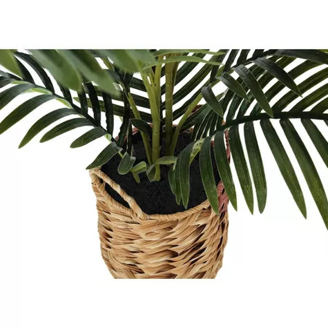 3 Ft Monarch Specialties Artificial Plant Tall Palm Indoor Faux Fake Table Floor Greenery Potted Real Touch Decorative Green Leaves Beige Woven Basket – faux greenery with vibrant texture