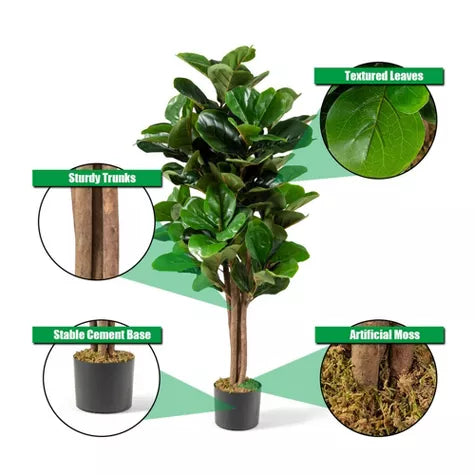 5 Ft Tangkula 4Ft Fiddle Leaf Fig Tree Artificial Greenery Plant Home Office Decoration – adds a lush green touch to interiors