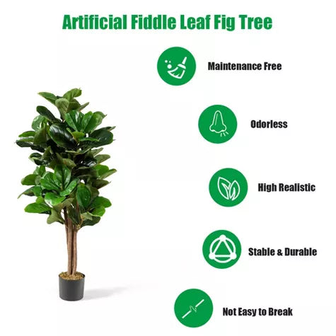 5 Ft Tangkula 4Ft Fiddle Leaf Fig Tree Artificial Greenery Plant Home Office Decoration – enhances any living space naturally