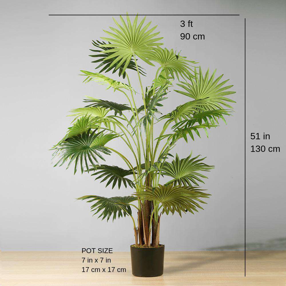 4 Ft Nino Artificial Fan Palm Potted Plant 51&