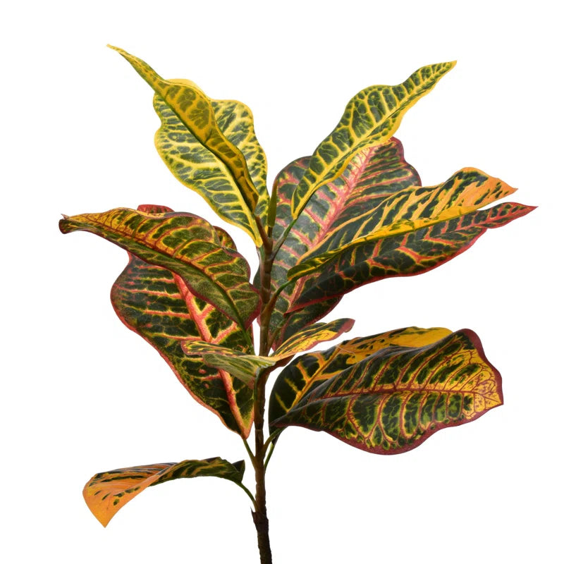Elegant artificial Croton plant with colorful foliage