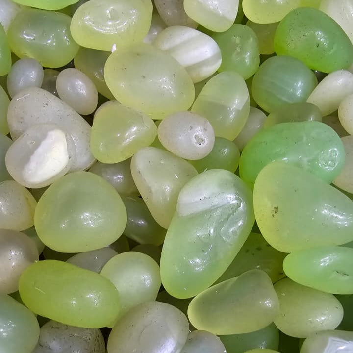 Close-up of green and white stones