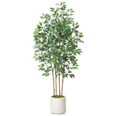 Artificial faux ficus plant with a realistic texture and vibrant color.
