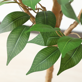 Green artificial Ficus tree with high-quality fabric and wood materials