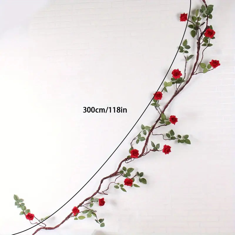 4 Ft Artificial Withered Rose Vine – Decorative Faux Tree Branch with Dry Leaves for Rustic Wedding & Event