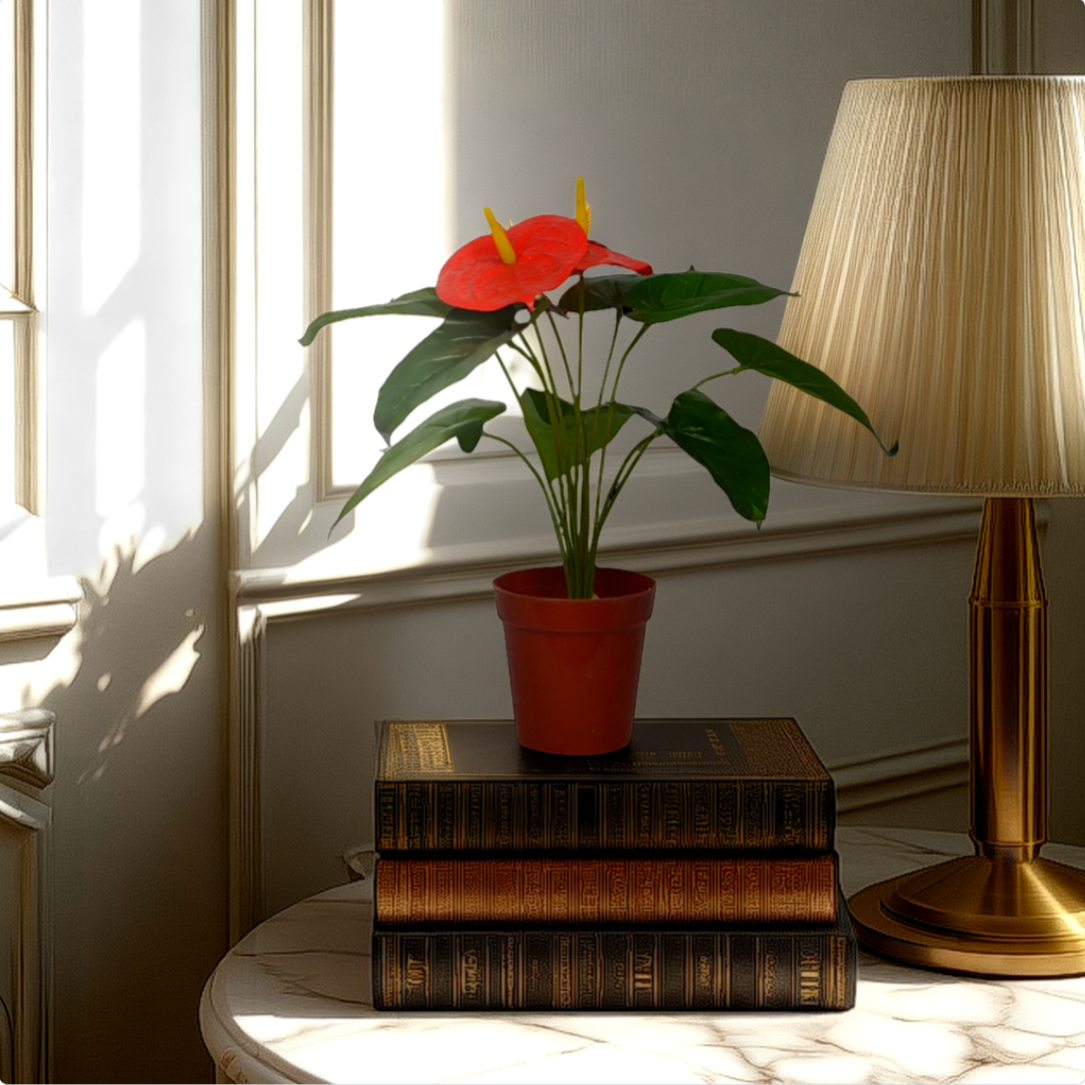 1 Ft Anthurium Bush Evergreen Artificial Botanical – Vibrant Decorative Plant for Home or Office