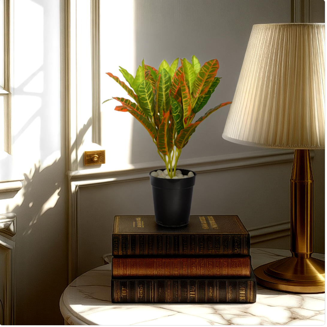 1 Ft Artificial Multi Croton Bush 3 – Zero-Care Lush Plant for Office and Home Display, Timeless and Chic Decor