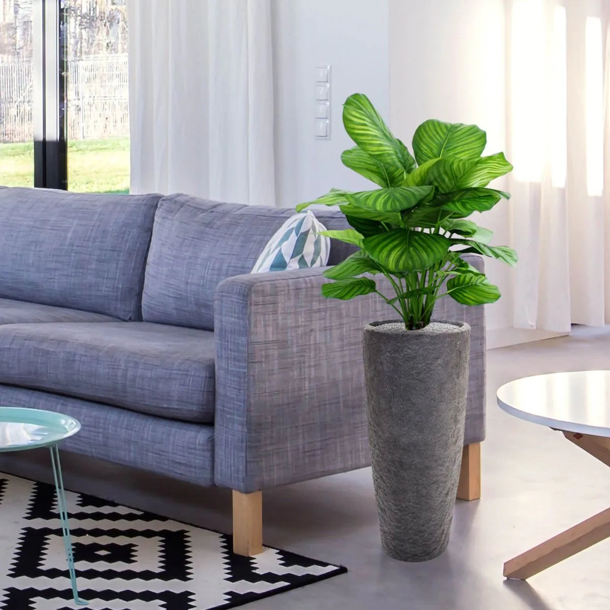 Tropical-inspired 2.6 Ft artificial Calathea with unique leaf patterns