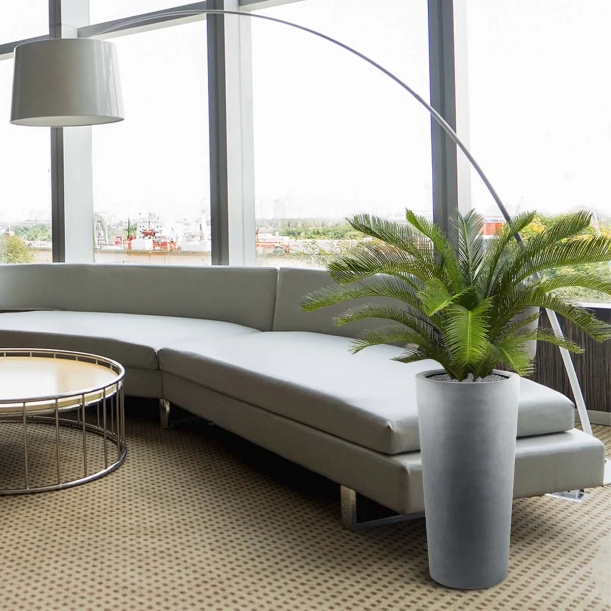 Low-maintenance 2 Ft artificial Cycas Palm with a realistic trunk and leaves