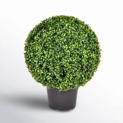1.5 Ft Hillside Artificial Green Boxwood Ball – UV Resistant Faux Topiary for Indoor & Outdoor Planters