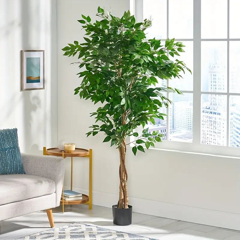 Premium Faux Ficus Tree with Dense Green Leaves for a Natural Look