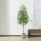 Faux Ficus Tree in green with lifelike appearance, ideal for any space