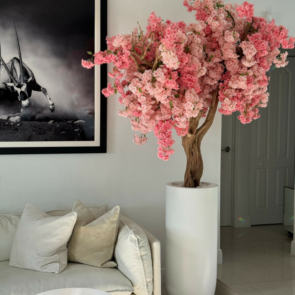 7 Ft Custom Two-Tone Cherry Blossom Tree – Without Pot – styled for modern home interiors