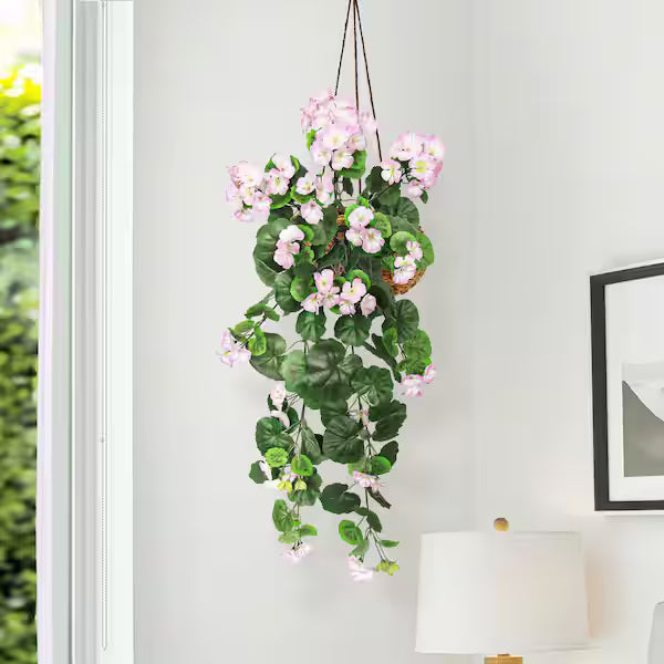 2.5 Ft Pink Artificial Geranium Hanging Stem – Cascading Faux Floral Vine for Indoor & Outdoor