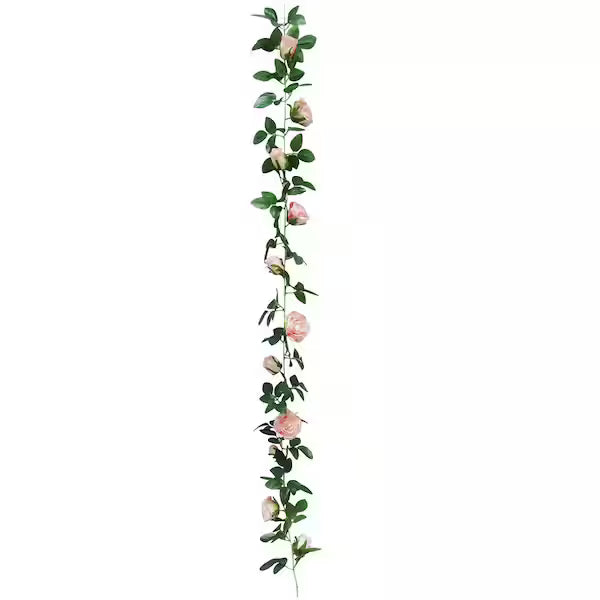 6 Ft. Blush Pink Artificial Rose Garland – Hanging Faux Flower Vine for Wedding, Home & Event