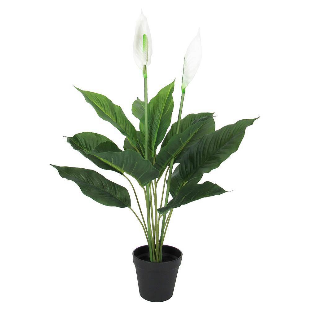 1.5 Ft Real Touch White Artificial Peace Lily Plant (Spathiphyllum) – detailed view of pink-striped leaves